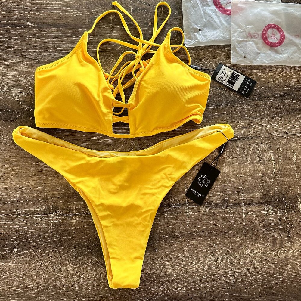 NWT RELLECIGA Yellow bikini 💛TOP XL / BOTTOM XXL